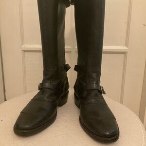 BELSTAFF Trialmaster Vent 1955 Black Leather Moto Boots - Low Heel - Size EU 38